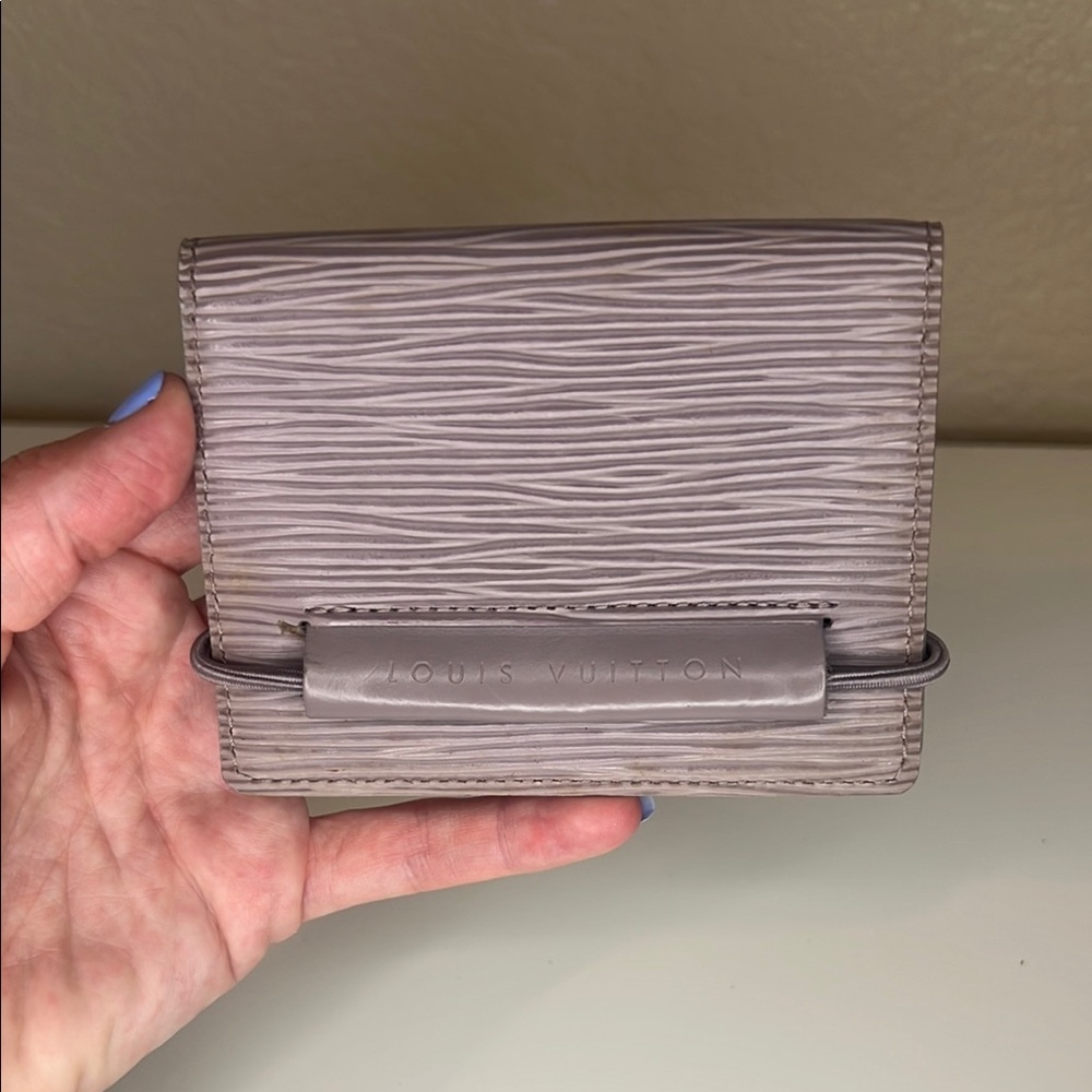 Louis Vuitton Epi Porte Monnaie Elastic Wallet Gray Leather Card Holder